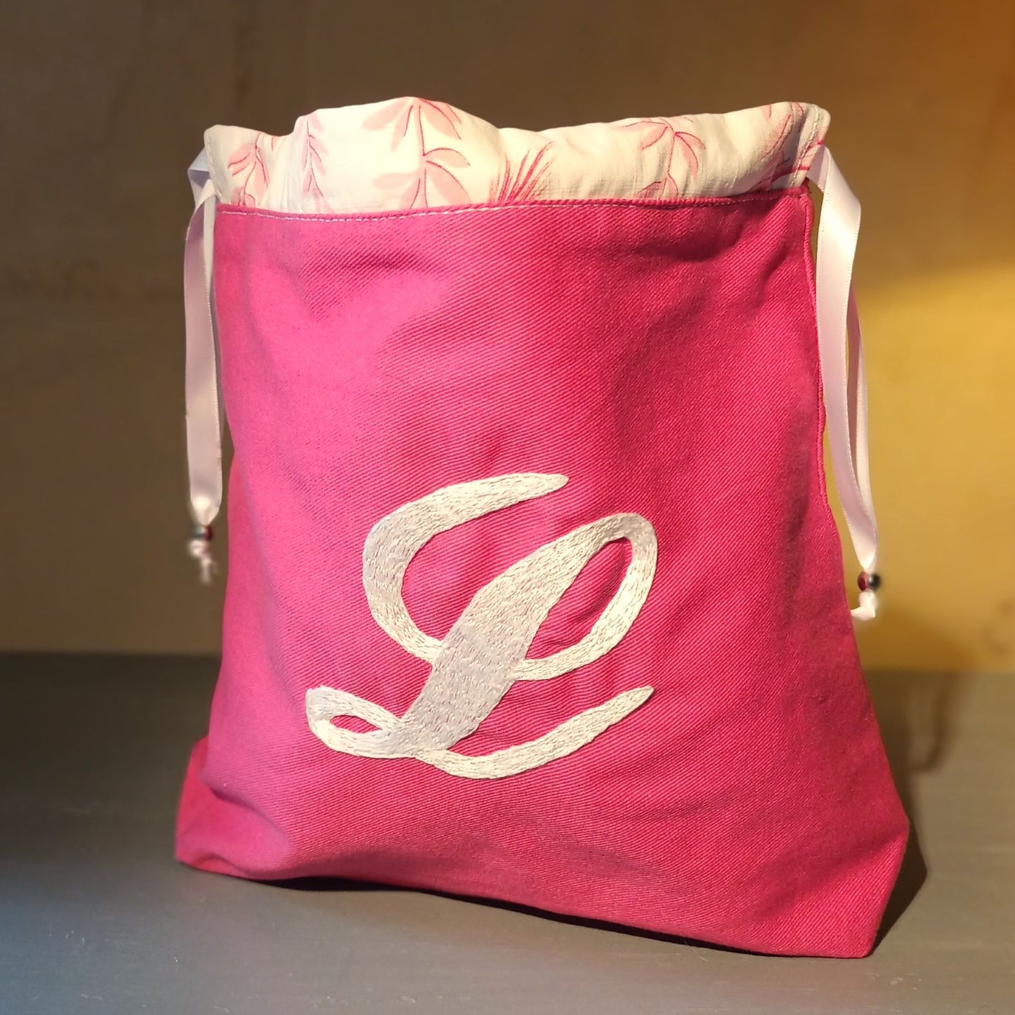 pochon tissu rose